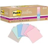 POSTIT 654R12SSNRP SUPER STICKY NOTES 76 X 76MM RECYCLED WANDERLUST PASTELS PACK 12