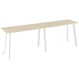 OLG FLARE BAR LEANER 6 LEG WHITE FRAME 3000MM X 750MM NORDIC MAPLE 2PIECE TOP